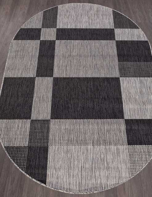 Ковёр VEGAS-S005-GRAY-BLACK-OVAL
