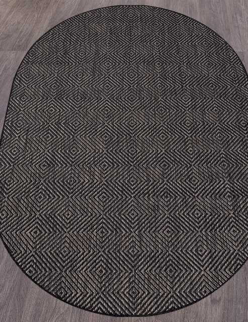 Ковёр VEGAS-S006-D-GRAY-BLACK-OVAL Ковёр VEGAS-S006-D-GRAY-BLACK-OVAL