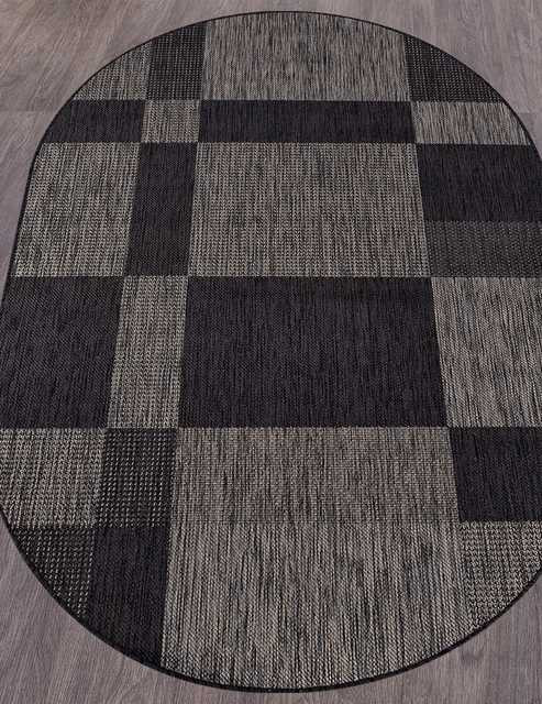 Ковёр VEGAS-S005-D-GRAY-BLACK-OVAL